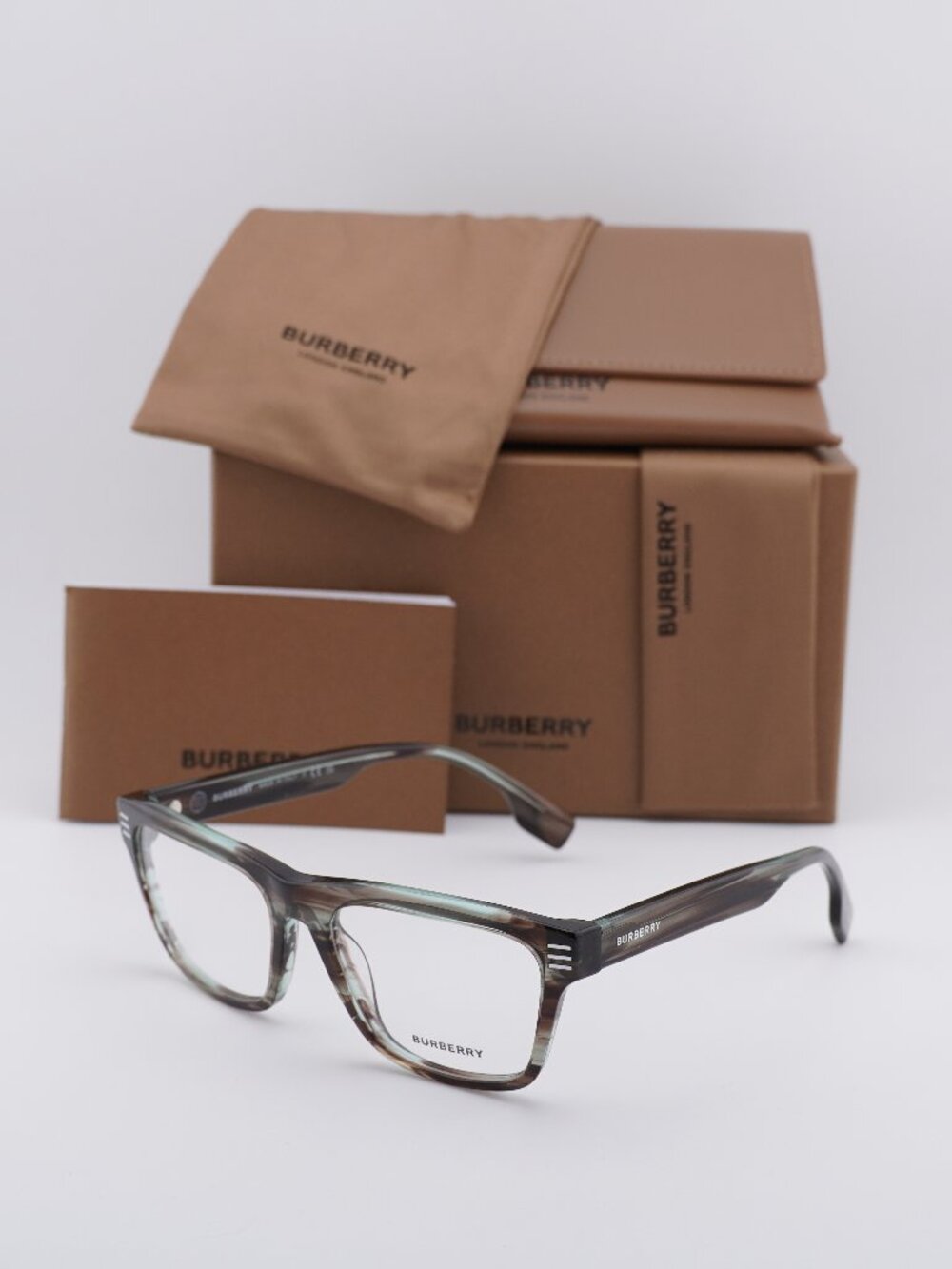 Burberry BE2387 4098 Square Eyeglasses - Striped Green 55mm
